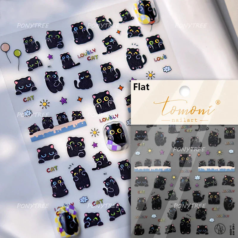 Mysterious Egyptian Cat Totem Eye Symbol Black Pharaoh Kitty Paw Sun Self Adhesive Nail Art Stickers Manicure Decals Wholesale (Online Order Only)