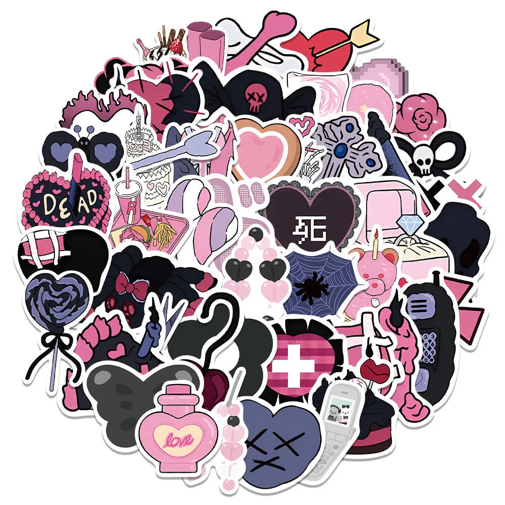 Dark Style Sticker Set: Suitcase, Skateboard, Laptop, Luggage, Phone, DIY Decal (10/30/60Pcs) (Online Order Only)