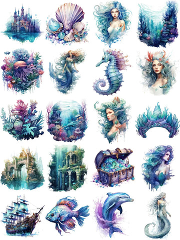 20Pcs/Pack Submarine Mermaid Sticker DIY Craft Scrapbooking Album Junk Journal Decorative Stickers (ONLINE ORDER ONLY)