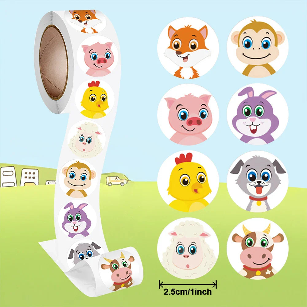 100-500pcs Reward Encouraging Graphic Stationery Animal Sticker Kindergarten School Students Child Teacher Cartoon Cute Sticker (ONLINE ORDER ONLY)