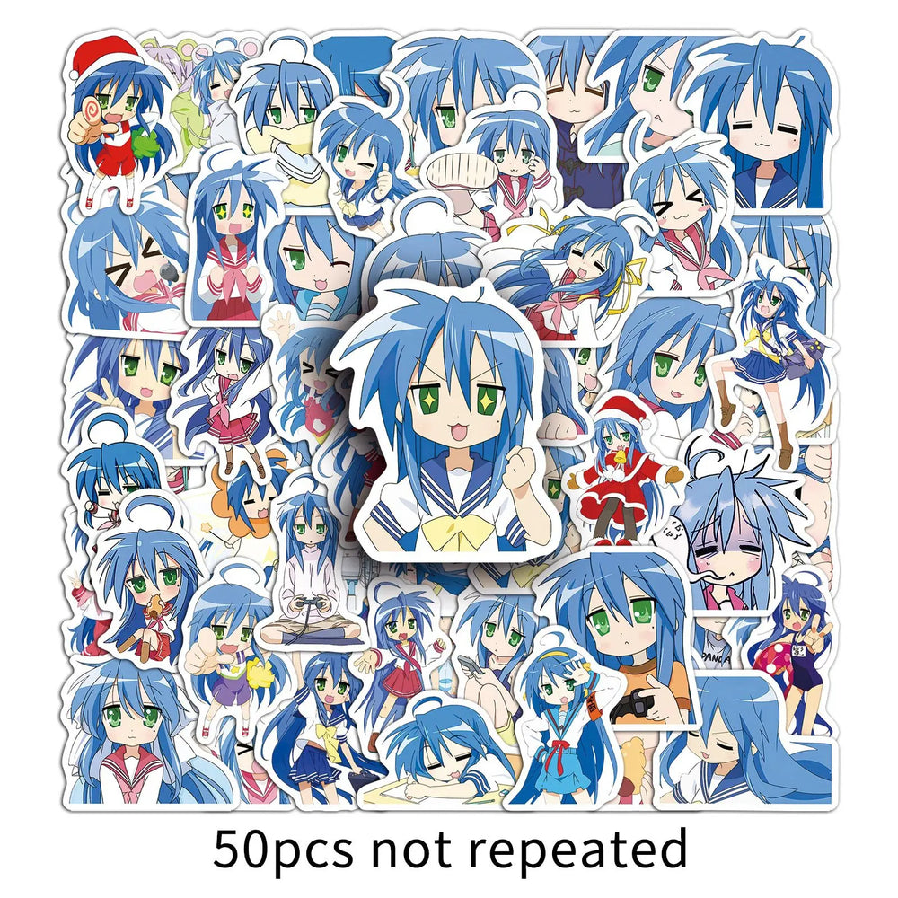 10/30/50PCS Izumi Konata Stickers Animation Decals Cartoon DIY Toy Fridge Luggage Laptop Phone Guitar Bike Skatebaord Sticker (ONLINE ORDER ONLY)