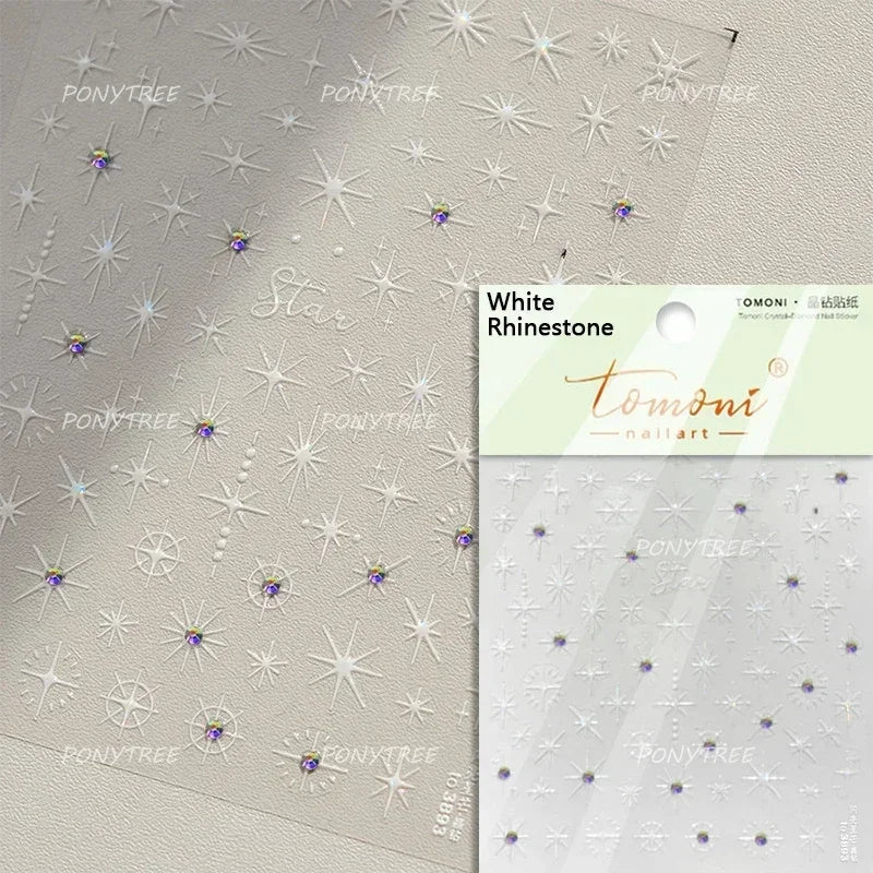 Romantic Purple Star Moon Butterfly Bowknot Retro Water Drop Gem Starburst Adhesive Nail Art Stickers Starlight Manicure Decals (ONLINE ORDER ONLY)