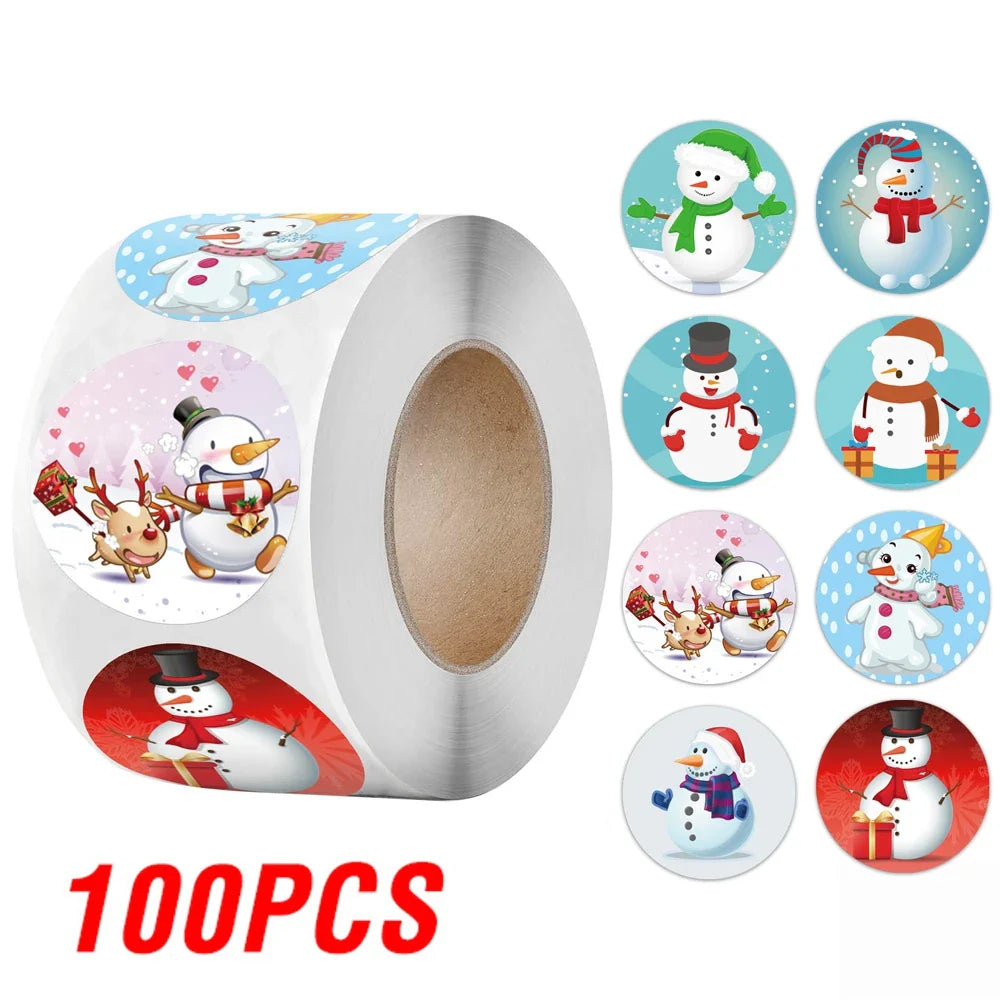 100-500Pcs New 1 Inch Christmas Theme Seal Labels Stickers For DIY Gift Baking Package Envelope Stationery Decoration (ONLINE ORDER ONLY)