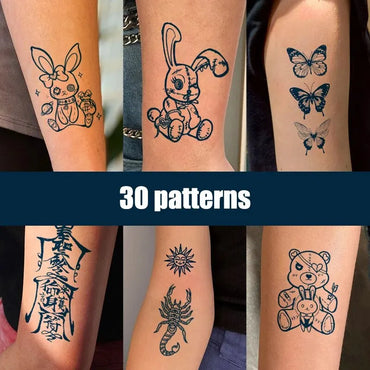 30pcs Waterproof Cartoon Tattoo Stickers for Women (Online Order Only)