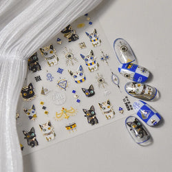 Mysterious Egyptian Cat Totem Eye Symbol Black Pharaoh Kitty Paw Sun Self Adhesive Nail Art Stickers Manicure Decals Wholesale (Online Order Only)