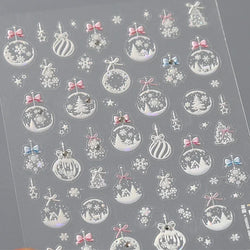 Crystal Ball Santa Claus Snowman Bowknot Red Christmas Tree Bell Socks Self Adhesive Nail Art Stickers Snowflake Manicure Decals (ONLINE ORDER ONLY)