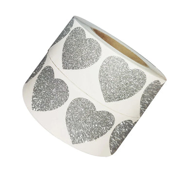 300pcs/roll Exquisite Silver Shiny Dot Heart Shaped Stickers Seal Labels for Gift Package Glitter Card Handmade Decoration (ONLINE ORDER ONLY)