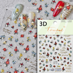 Chic Lavender Tulip Flower Bowknot Totem Center Symmetric Pattern Daisy Line Gird Self Adhesive Nail Art Stickers Manicure Decal (ONLINE ORDER ONLY)