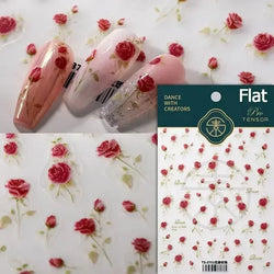 Colorful Embroidery Peony Pearl Full-blown Flower Rhinestone Chinese Luxury Relief Self Adhesive Nail Art Sticker Manicure Decal (Online Order Only)