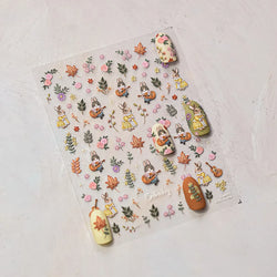 Autumn Fall Sunflower Rabbit Leaves Crane Rose Sun Mountain Hill Produce Good Harvests Cookie Nail Art Sticker Decoration Decals (ONLINE ORDER ONLY)