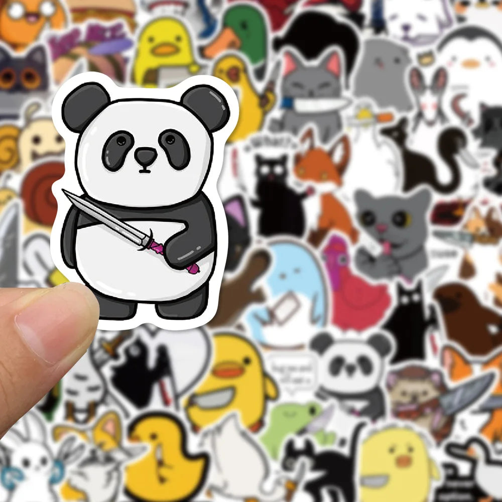 60PCS The Animal With The Knife Sticker Waterproof Vinyl Laptop Decorations DIY for Skateboard Stickers for Adults (Online Order Only)