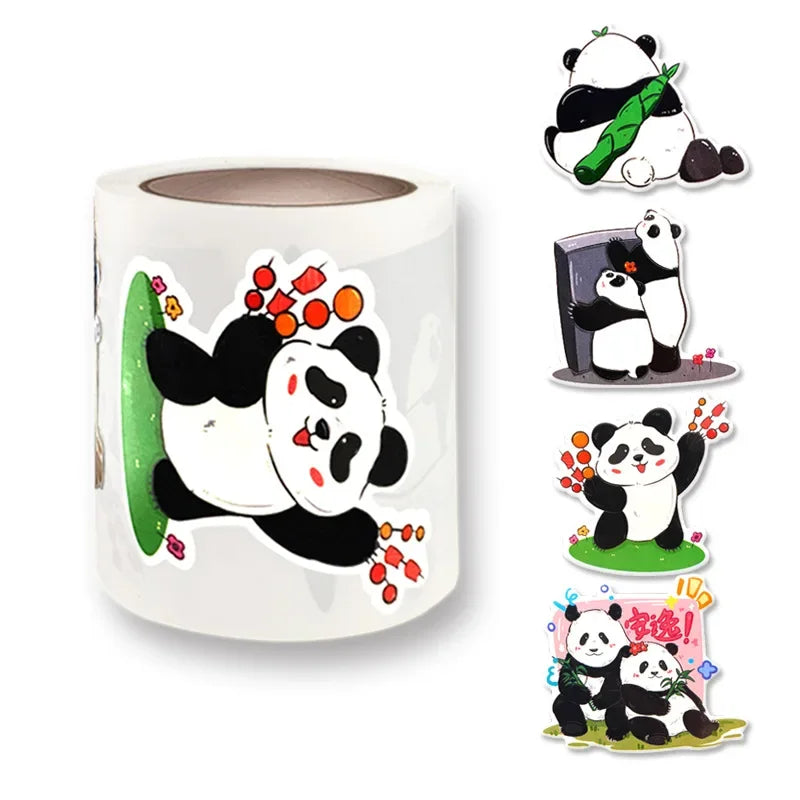 Panda Graffiti Sticker Rolled Flat Sheet 50 Animal Adhesive Decorative Stickers Water Cup Waterproof Sticker Cute Decal (ONLINE ORDER ONLY)
