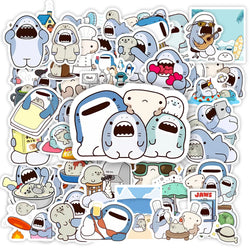 Cute Funny Cartoon Sharks Friends Stickers DIY Toy Gift Decorative Decal for Phone Luggage Laptop Bottles Scrapbook Waterproof (ONLINE ORDER ONLY)