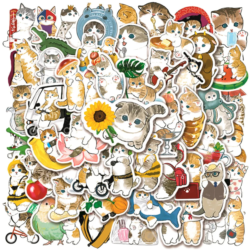10/30/50PCS Cute Cartoon Cats Stickers Toys Kawaii Animal Decal Gift DIY Phone Laptop Bike Scrapbook Suitcase Waterproof Sticker (ONLINE ORDER ONLY)