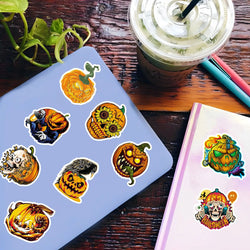 10/30/50PCS Cool Horror Halloween Pumpkin Stickers Toys Skateboard Bike Laptop Phone Cute Cartoon Decals Waterproof Toys Gifts (ONLINE ORDER ONLY)
