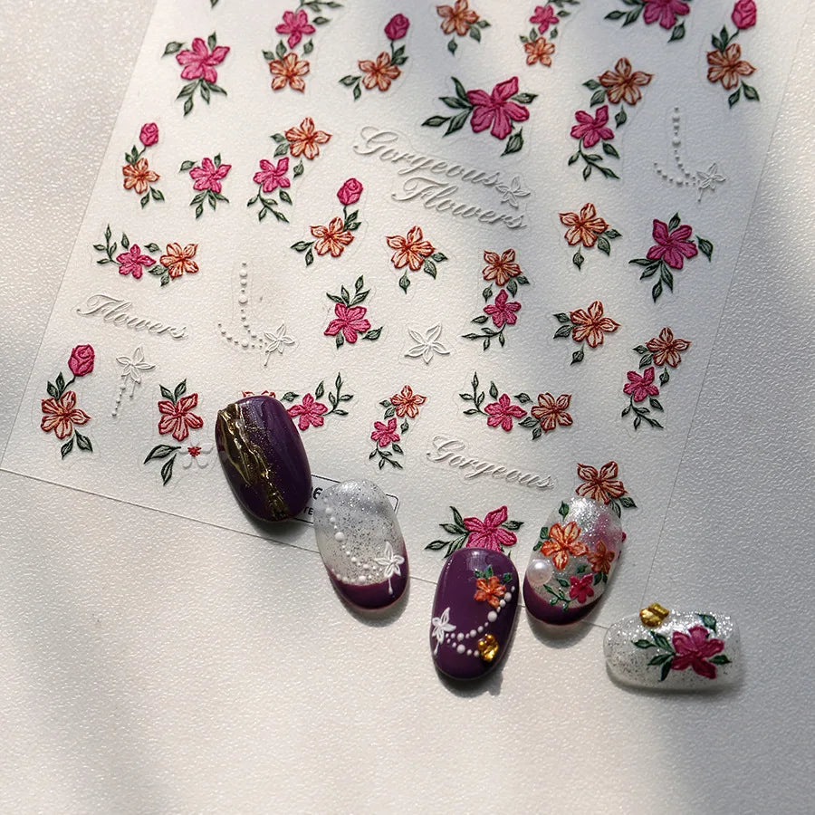 Peony Paeonia Lactiflora Rich Glory Flower Butterfly Ancient Fan Tassels Caved Window Adhesive Nail Art Sticker Manicure Decals (ONLINE ORDER ONLY)