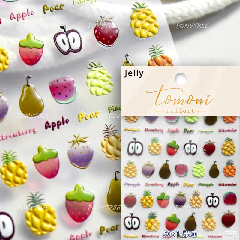 Carambola Grape Honey Peach Cherry Pineapple Pineapple Orange Apple Lemon Bromeliad Fruit Jelly Nail Art Sticker Manicure Decals (ONLINE ORDER ONLY)