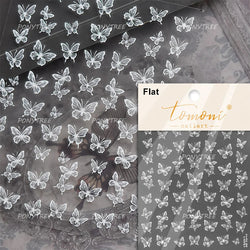 Flower Bowknot Butterfly Plant Leaf English Letter Rose Hand Drawn Embossed Relief Self Adhesive Nail Art Sticker Manicure Decal (ONLINE ORDER ONLY)