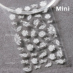 French Chic Blue Line Bowknot Fan Flower Leaves Butterfly Lace Frame Bell Shiny Self Adhesive Nail Art Stickers Manicure Decals (ONLINE ORDER ONLY)