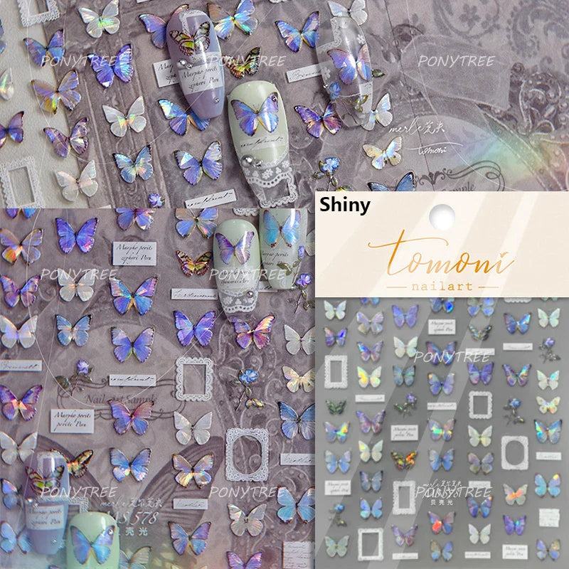 Retro European Flower Frame Gypsophila Bouquet Garden Charming Tulip Lavender Daisy Delicate Nail Art Stickers Manicure Decals (ONLINE ORDER ONLY)