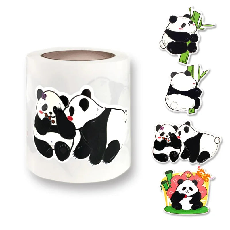 Panda Graffiti Sticker Rolled Flat Sheet 50 Animal Adhesive Decorative Stickers Water Cup Waterproof Sticker Cute Decal (ONLINE ORDER ONLY)