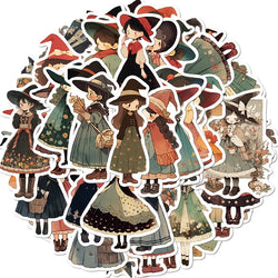 10/30/50PCS Cartoon Q Witch PVC Sticker Aesthetic Children's Korean Decoration Scrapbooking Stationery School Supplies for Kids (ONLINE ORDER ONLY)