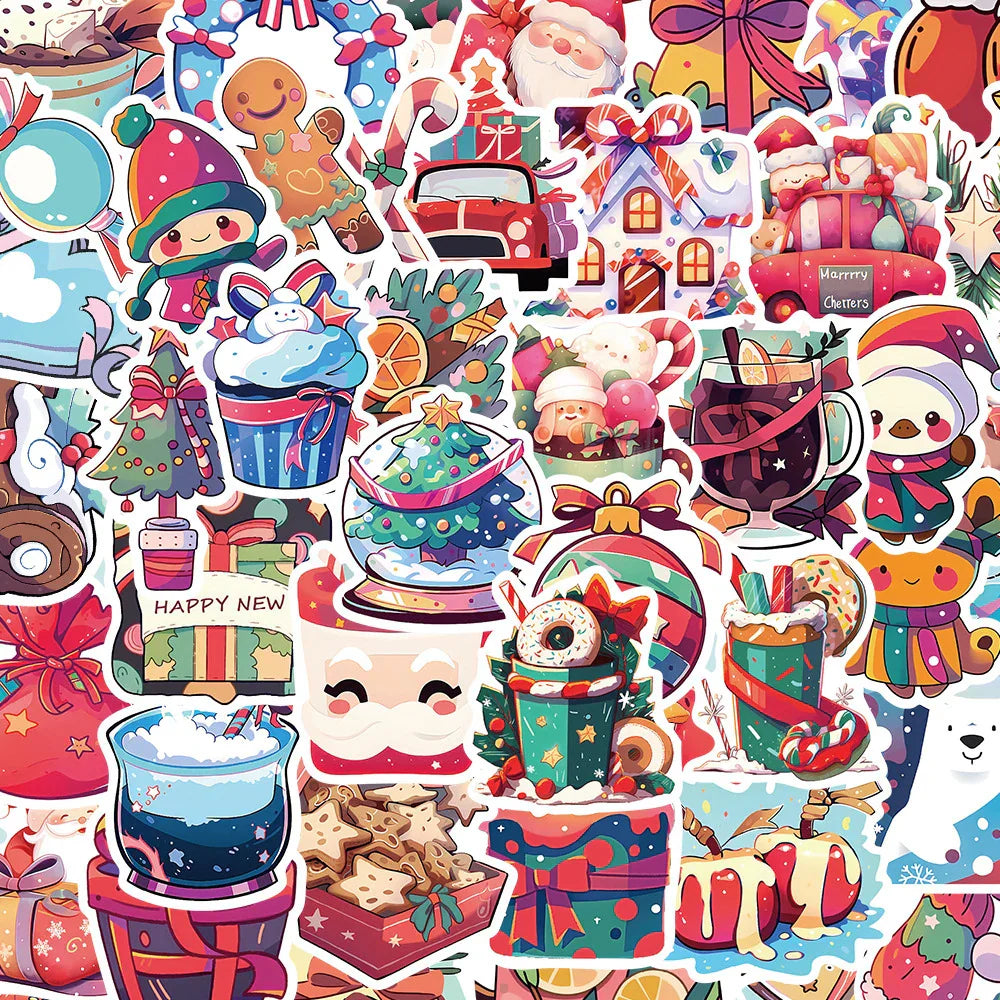 Kawaii Christmas Cartoon Stickers Pack for Kids Laptop Scrapbook Decoration (Online Order Only)