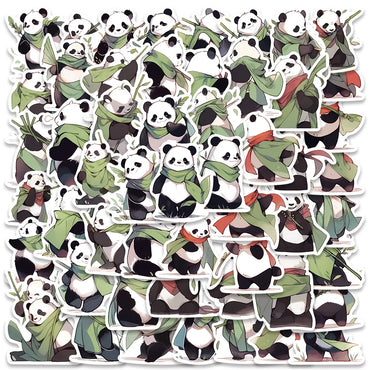 54pcs Cartoon Master Panda Animal Stickers For Laptop Guitar Phone Luggage Decor Waterproof Graffiti Bicycle Car Vinyl Decals (ONLINE ORDER ONLY)