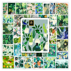 Spring Summer Green Pattern Stickers DIY Toys Gift Decorative Decal for Scrapbook Journal Diary Laptop Phone Luggage Waterproof (ONLINE ORDER ONLY)