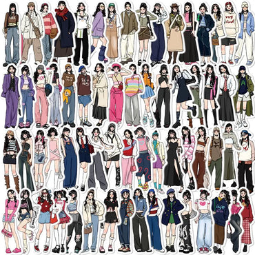 10/65pcs Fashion Mocha Girl Stickers Decals Cartoon Graffiti DIY  Notebook Luggage Wall Decoration PVC Sticker (Online Order Only)