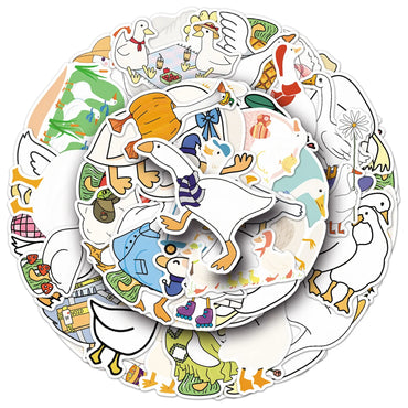 10/30/50PCS Big White Goose Stickers Swan Cartoon Sticker Funny Animal Graffiti Laptop Phone Guitar Car Bike Decals Kids Toys (ONLINE ORDER ONLY)