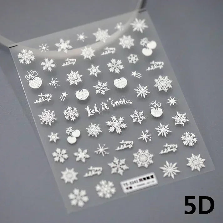 Snowman Apple Stars Gift Bell Snowflake Christmas Tree 3D Jelly Self Adhesive Nail Art Stickers Santa Claus Xmas Manicure Decals (ONLINE ORDER ONLY)