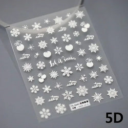Snowman Apple Stars Gift Bell Snowflake Christmas Tree 3D Jelly Self Adhesive Nail Art Stickers Santa Claus Xmas Manicure Decals (ONLINE ORDER ONLY)