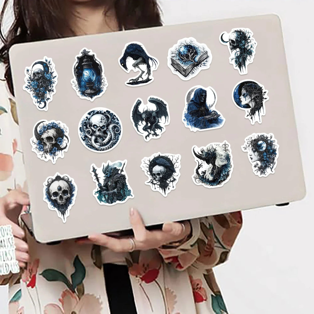 50Pcs Gothic Wizard Skeleton Stickers For Phone Case Book Decoration DIY Gifts Cute Animal Pattern Waterproof Vinyl Decals (ONLINE ORDER ONLY)