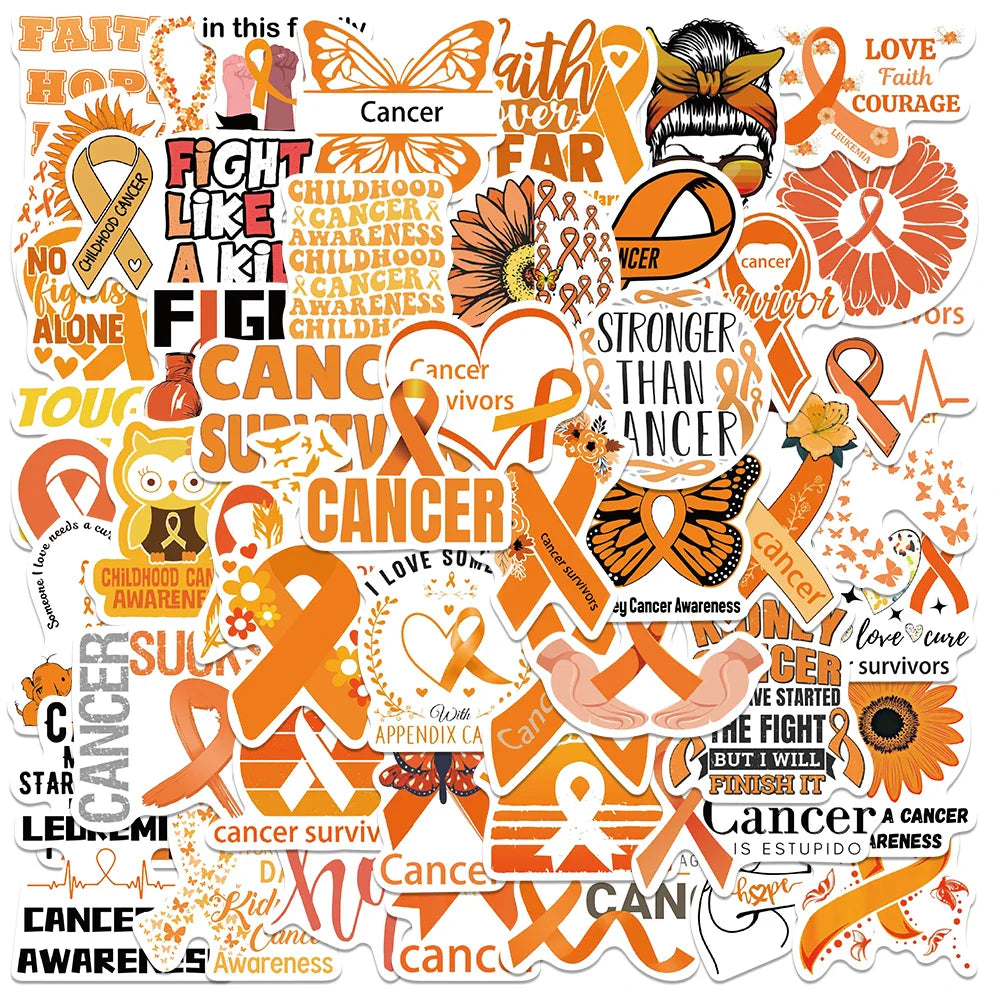 Leukemia Awareness Stickers 50PCS - Aesthetic Decals for Kids, Laptop, Bottle, Refrigerator (Online Order Only)