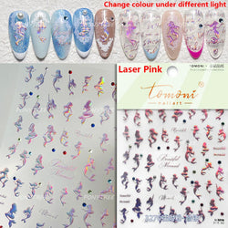 Pink Star Oceanic Shell Starfish Conch Bowknot Embossment Shiny Delicate 5D Chic Self Adhesive Nail Art Stickers Manicure Decals (Online Order Only)