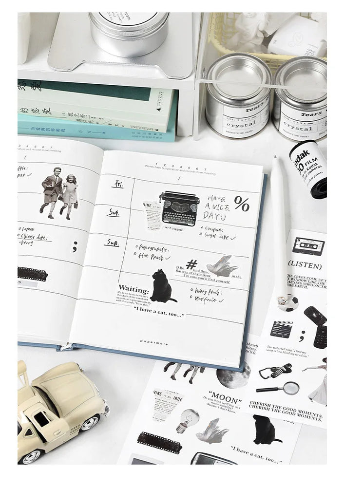 2Pc Ins Cute Retro Sticker Planner Collage Scrapbook DIY Material Decoration Stickers Personalized Art Supplies Stationery (ONLINE ORDER ONLY)