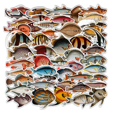 10/50Pcs Sea Fishes Animal Stickers Ocean World Plants Coral Jellyfish Cute Cartoon Waterproof Sticker Kids DIY Scrapbook Decals (ONLINE ORDER ONLY)
