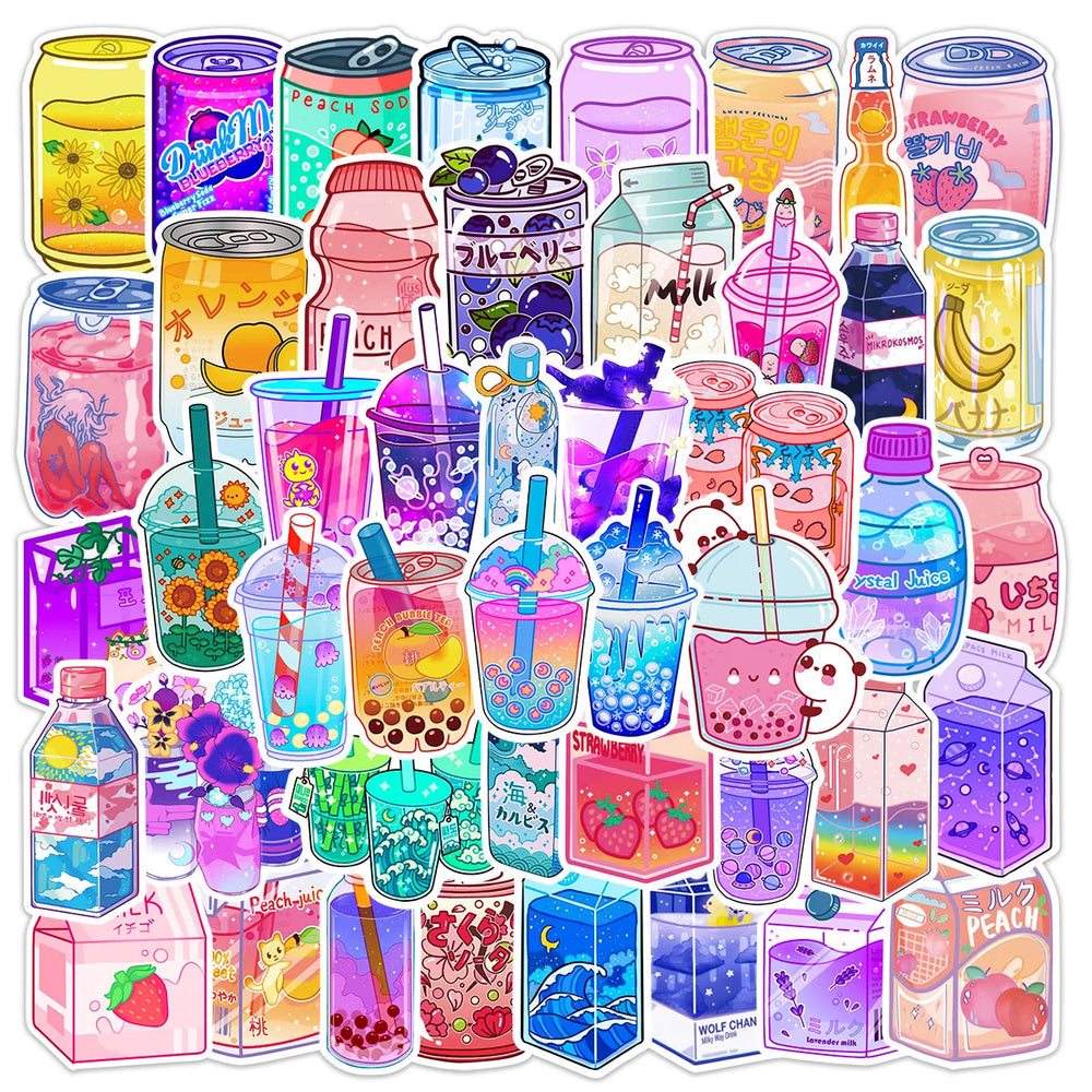 Kawaii Drink Stickers Pack for Luggage, Water Bottle, Laptop (ONLINE ORDER ONLY)