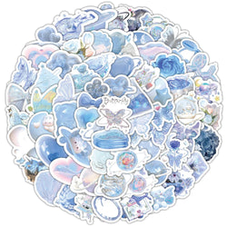 Blue Aesthetic Cartoon Stickers for Laptop, Fridge, Suitcase, Diary - 10/30/50/100pcs (ONLINE ORDER ONLY)