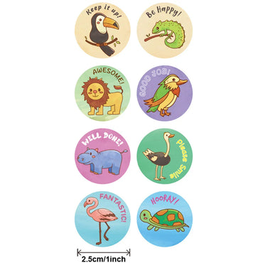 100-500pcs 8 Styles Round Cartoon Animal Reward Stickers Kids Party Handmade Scrapbooking Gift Packaging Seal Label (Online Order Only)