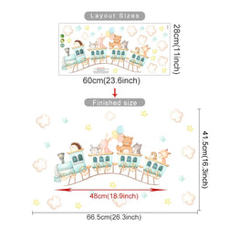 Cartoon Animal Train Wall Stickers for Kids Nursery Bedroom Decals (ONLINE ORDER ONLY)