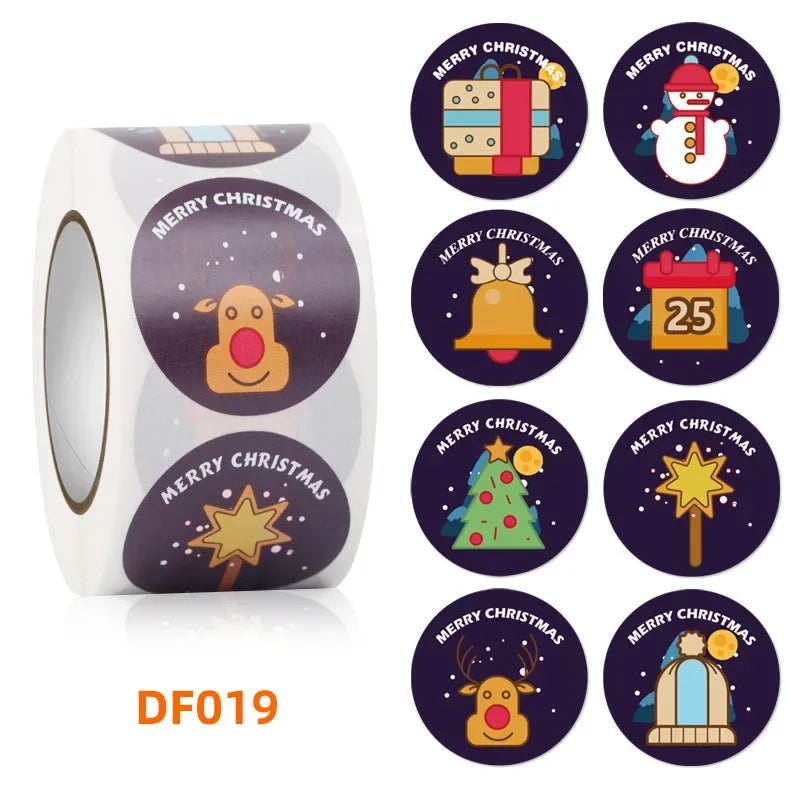 500/rolls Stickers Merry Christmas roll Self-Adhesive Label Sealing Decorative Stickers Office Stationery (ONLINE ORDER ONLY)