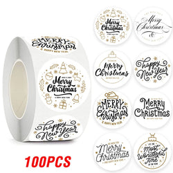 100-500pcs Christmas Theme Seal Labels Stickers For DIY Gift Baking Package Envelope Stationery Decoration 1inch (Online Order Only)