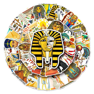 10/30/50PCS Cool Art Ancient Egypt Pharaoh Pyramid Cartoon Stickers Skateboard Laptop Phone Bike Car Waterproof Sticker Kid Toy (ONLINE ORDER ONLY)