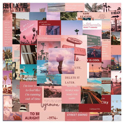California Streets Pink Scenery Stickers - 10/30/50PCS Skateboard Laptop Decals (ONLINE ORDER ONLY)