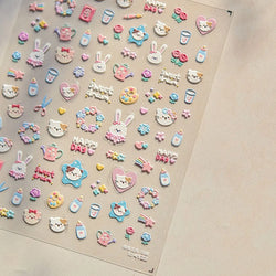 Bunny Love Heart Rabbit Nurse Cut Wound Bowknot Pill Flower Medicine Treatment Self Adhesive Nail Art Stickers Manicure Decals (ONLINE ORDER ONLY)