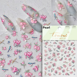 Pale Flower Bouquet Label Bowknot Stationery Sunflower Daisy Leaf 3D Self Adhesive Nail Art Stickers Rhinestone Manicure Decals (Online Order Only)