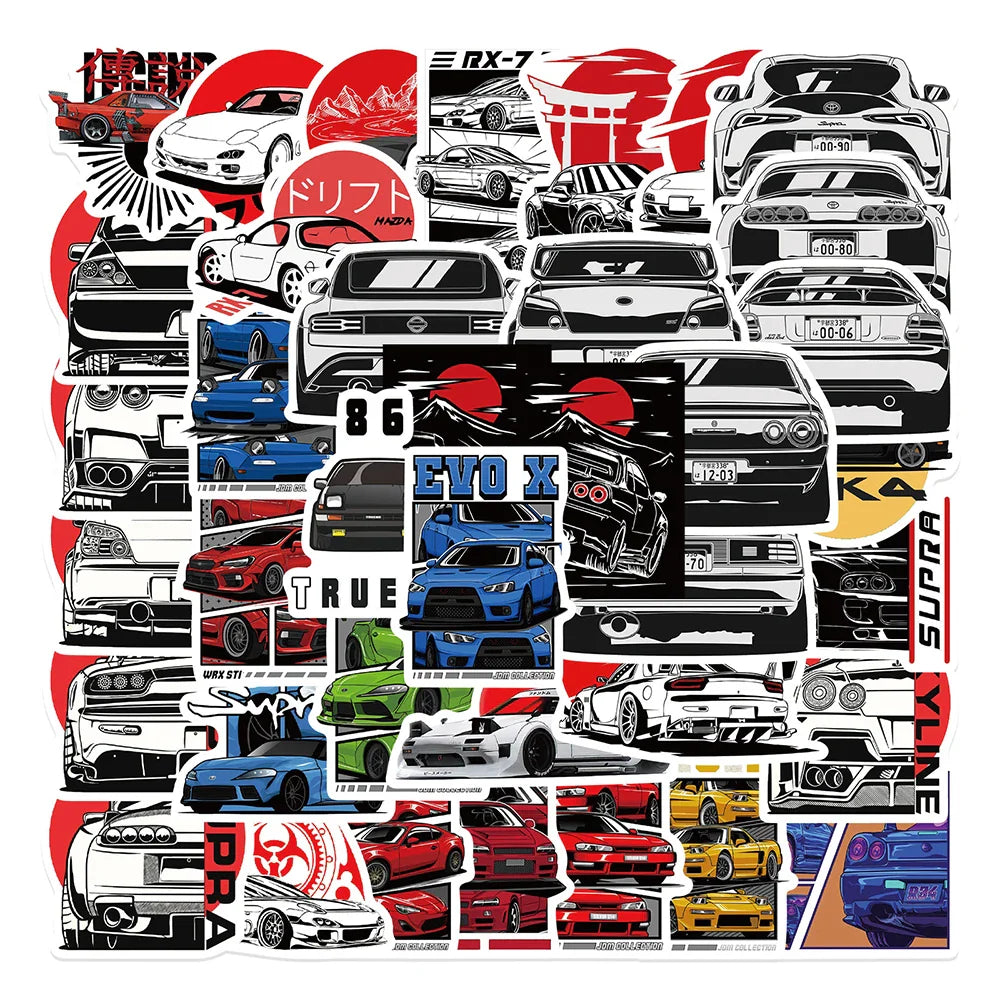 JDM Car Stickers Decals 10/30/50pcs Bumper Helmet Motorcycle PVC (Online Order Only)