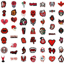10/30/50PCS Cool Black Red  Gothic Skull Horror Stickers Graffiti Toys DIY Fridge Laptop Phone Notebook Luggage Car Sticker Gift (ONLINE ORDER ONLY)